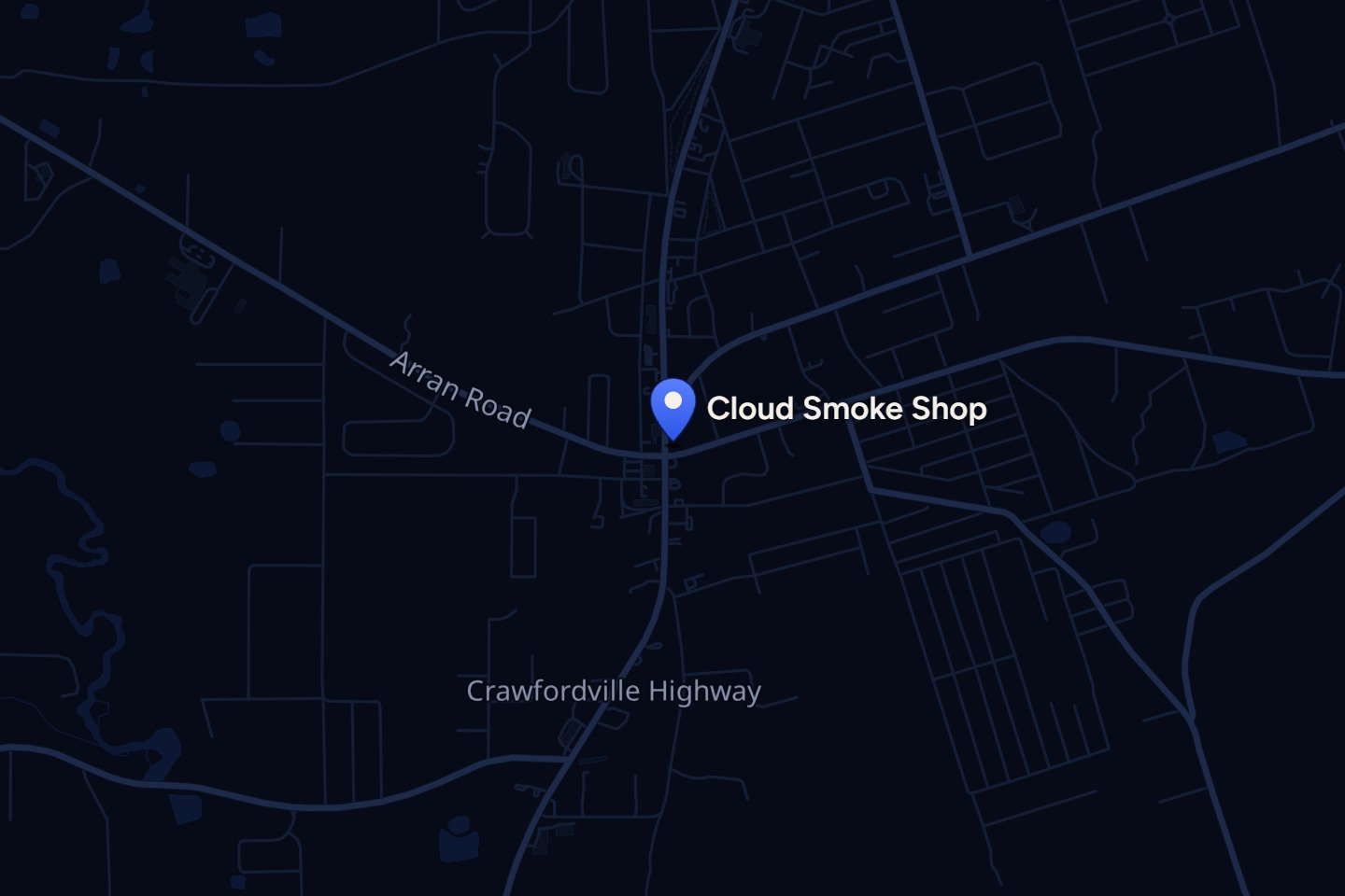 Map of about a mile around Cloud Smoke Shop, Crawfordville